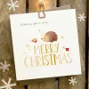 Wishing You a Very Merry Christmas Robin & Hedgehog Card
