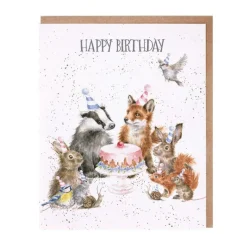 'Woodland Party' Woodland Animal Birthday Greetings Card