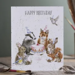 'Woodland Party' Woodland Animal Birthday Greetings Card