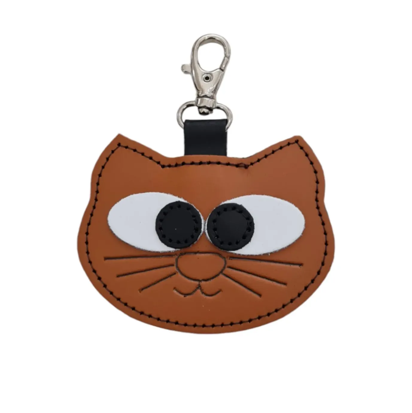 Zatchels Burnt Orange Colorful Cat Leather Bag Charm