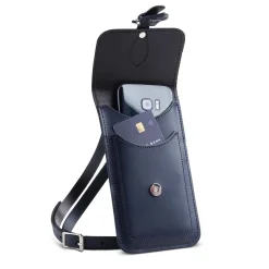 Zatchels Handmade Leather Phone Pouch - Navy Blue