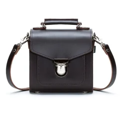 Zatchels Handmade Leather Sugarcube Dark Brown Small Handbag