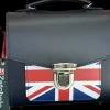 Zatchels Handmade Leather Sugarcube Plus Handbag - Navy with Union Jack
