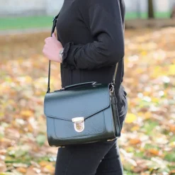 Zatchels Handmade Leather Sugarcube Grande Executive British Racing Green Handbag