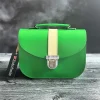 Zatchels Handmade Leather Olympia Bag - Classic Green & Cream
