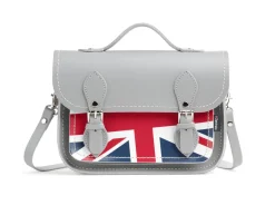 Zatchels Handmade Leather Union Jack Midi Satchel - Gray