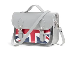 Zatchels Handmade Leather Union Jack Midi Satchel - Gray