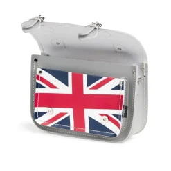 Zatchels Handmade Leather Union Jack Midi Satchel - Gray