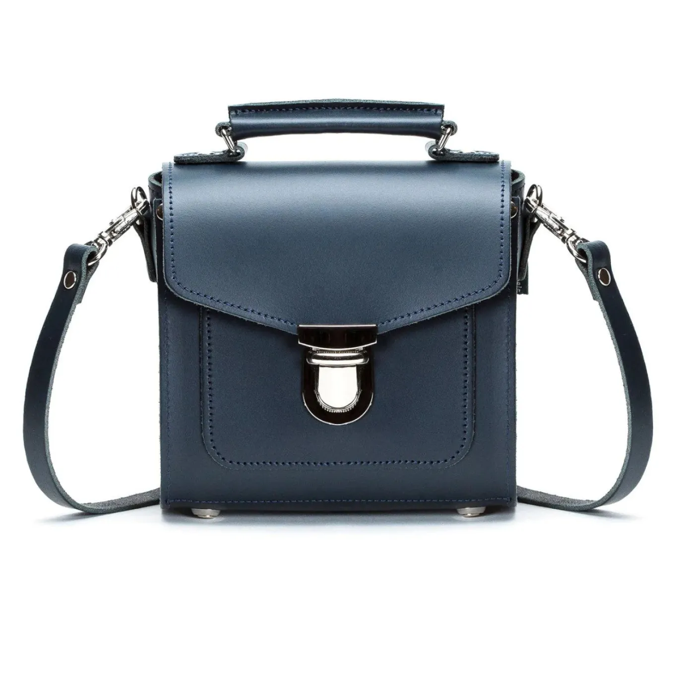 Zatchels Handmade Leather Sugarcube Plus Handbag - Navy