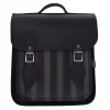 Zatchels Handmade Leather City Backpack Plus - Black & Grey Stripe