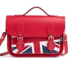 Zatchels Handmade Leather Union Jack Midi Satchel - Red