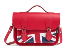Zatchels Handmade Leather Union Jack Midi Satchel - Red