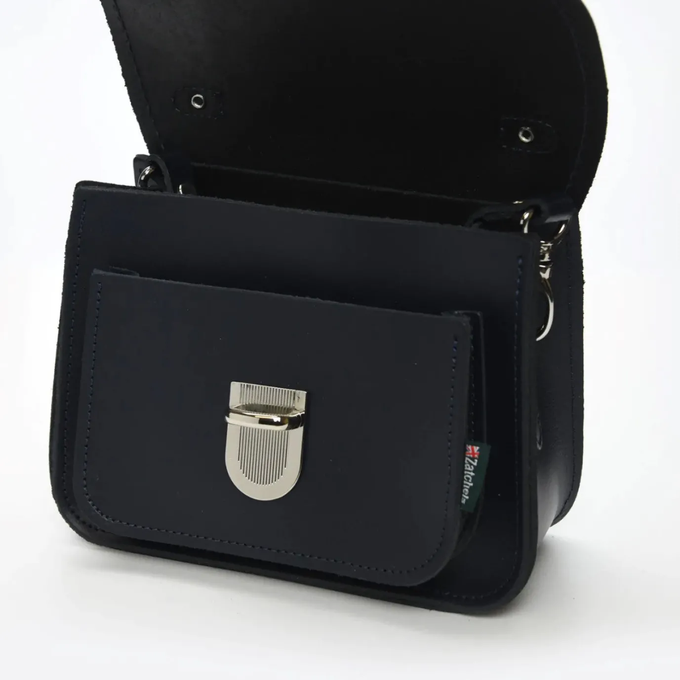 Zatchels Handmade Leather Luna Navy Small Handbag
