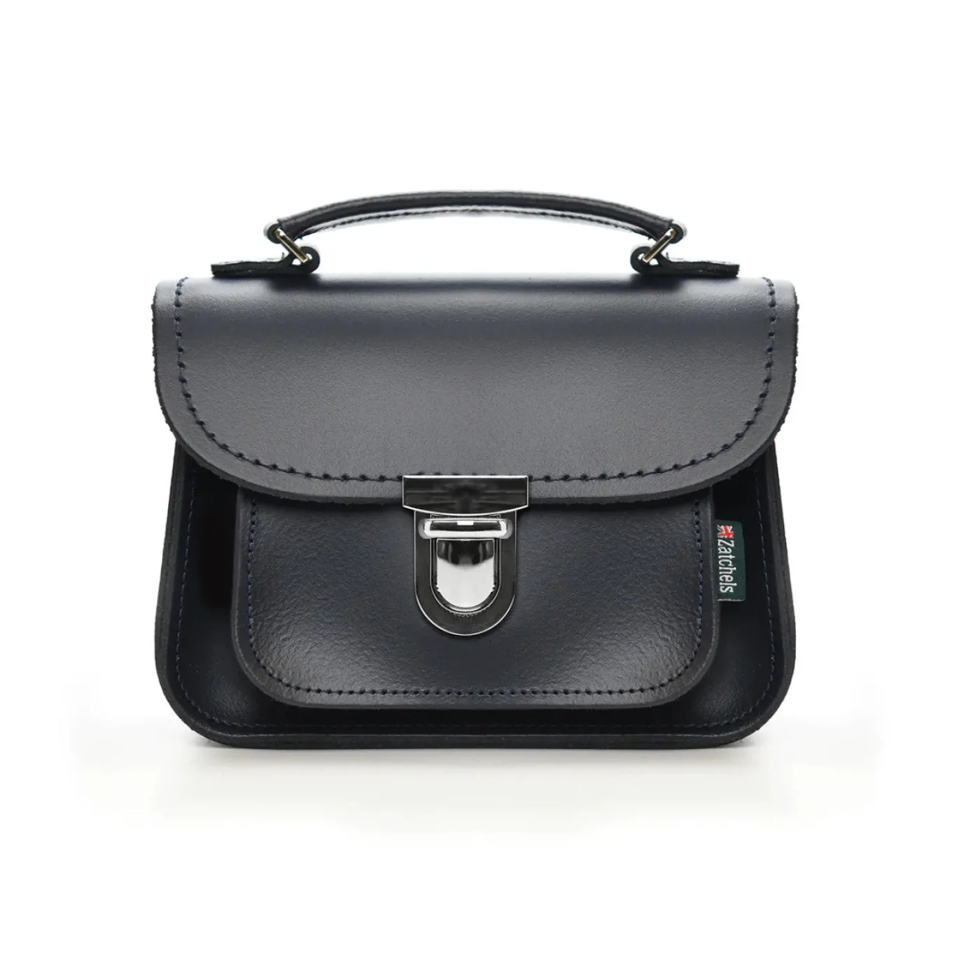 Zatchels Handmade Leather Luna Navy Small Handbag