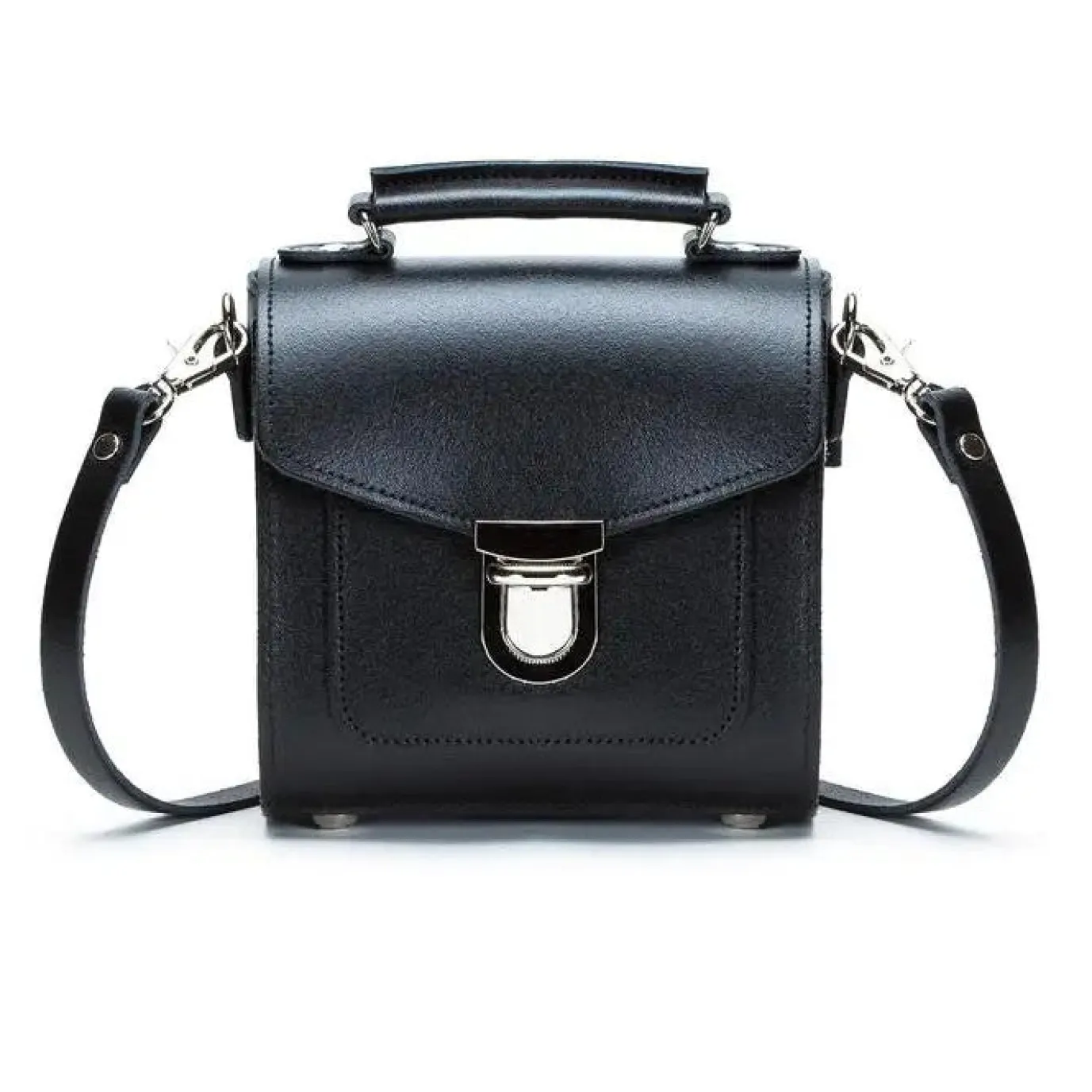 Zatchels Handmade Leather Sugarcube Black Small Handbag