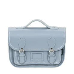 Zatchels Handmade Leather Midi Satchel - Lilac Grey