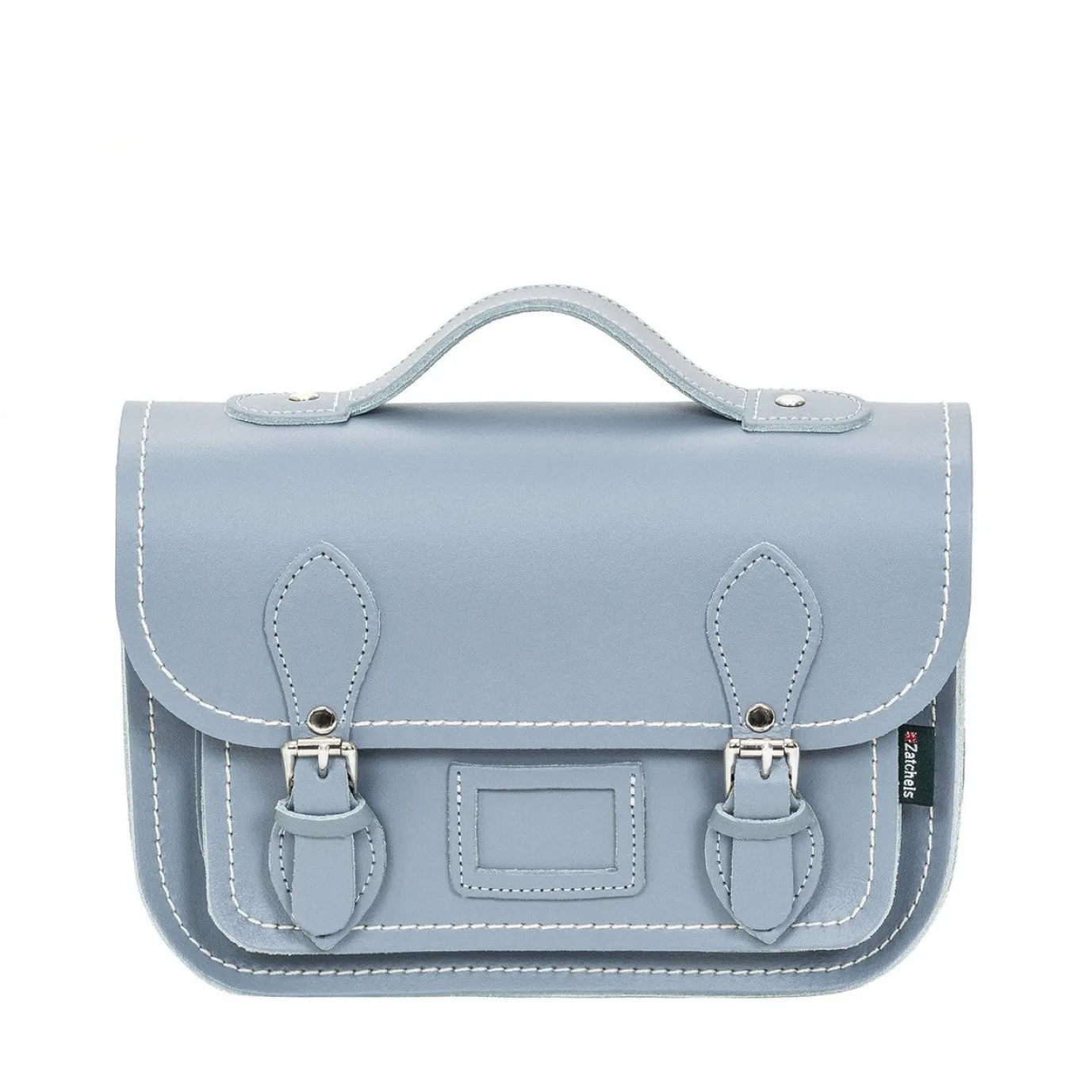 Zatchels Handmade Leather Midi Satchel - Lilac Grey