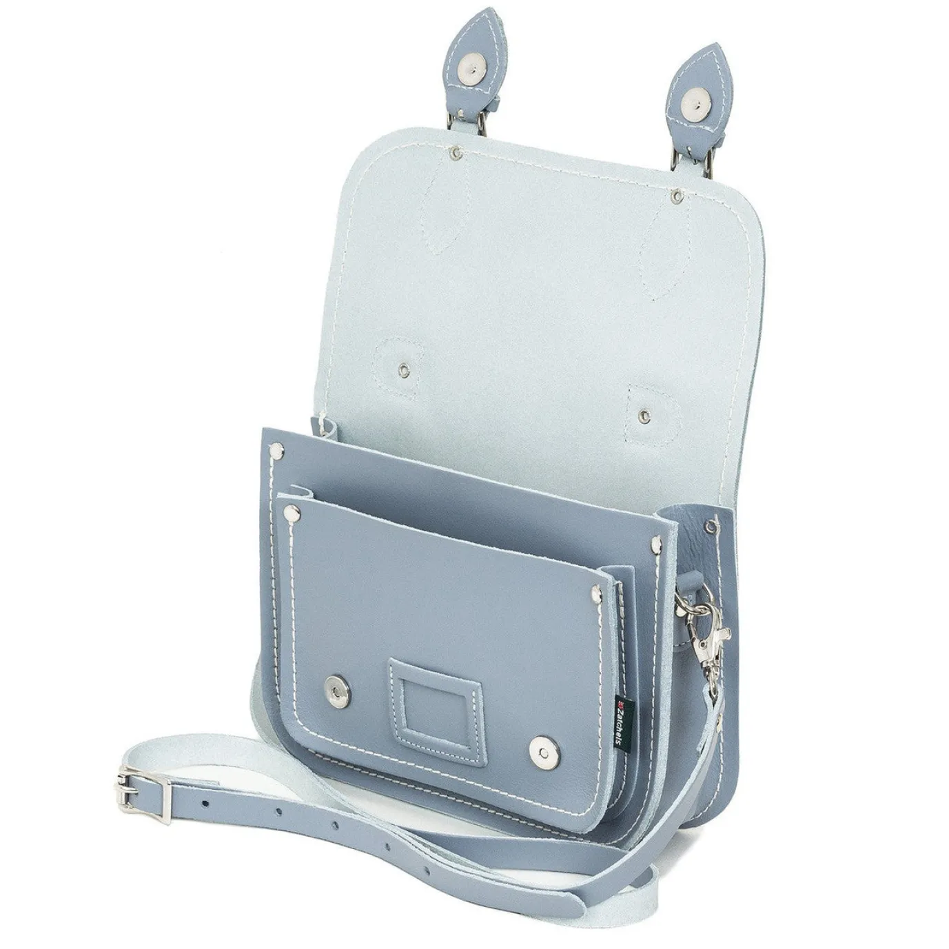 Zatchels Handmade Leather Midi Satchel - Lilac Grey