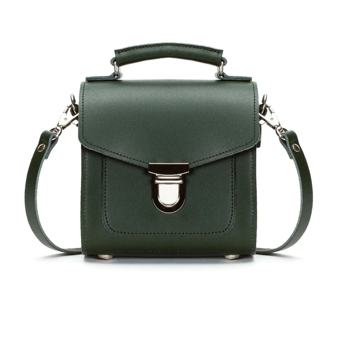 Zatchels Handmade Leather Sugarcube Plus Handbag - Ivy Green