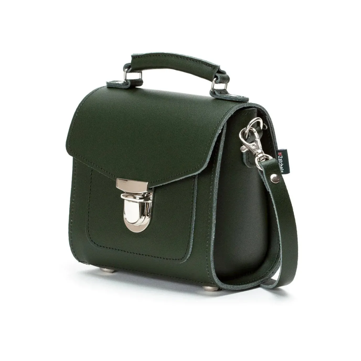 Zatchels Handmade Leather Sugarcube Plus Handbag - Ivy Green
