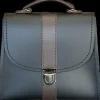 Zatchels Handmade Leather Kensington Handbag -Black with Brown Contrast