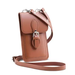 Zatchels Handmade Leather Phone Pouch - Chestnut Brown