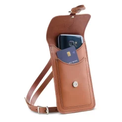 Zatchels Handmade Leather Phone Pouch - Chestnut Brown