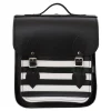 Zatchels Handmade Leather City Backpack - Gothic Black & White Stripe