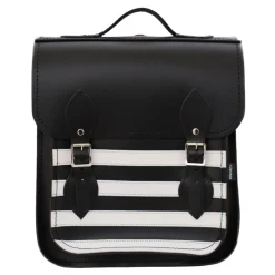 Zatchels Handmade Leather City Backpack - Gothic Black & White Stripe
