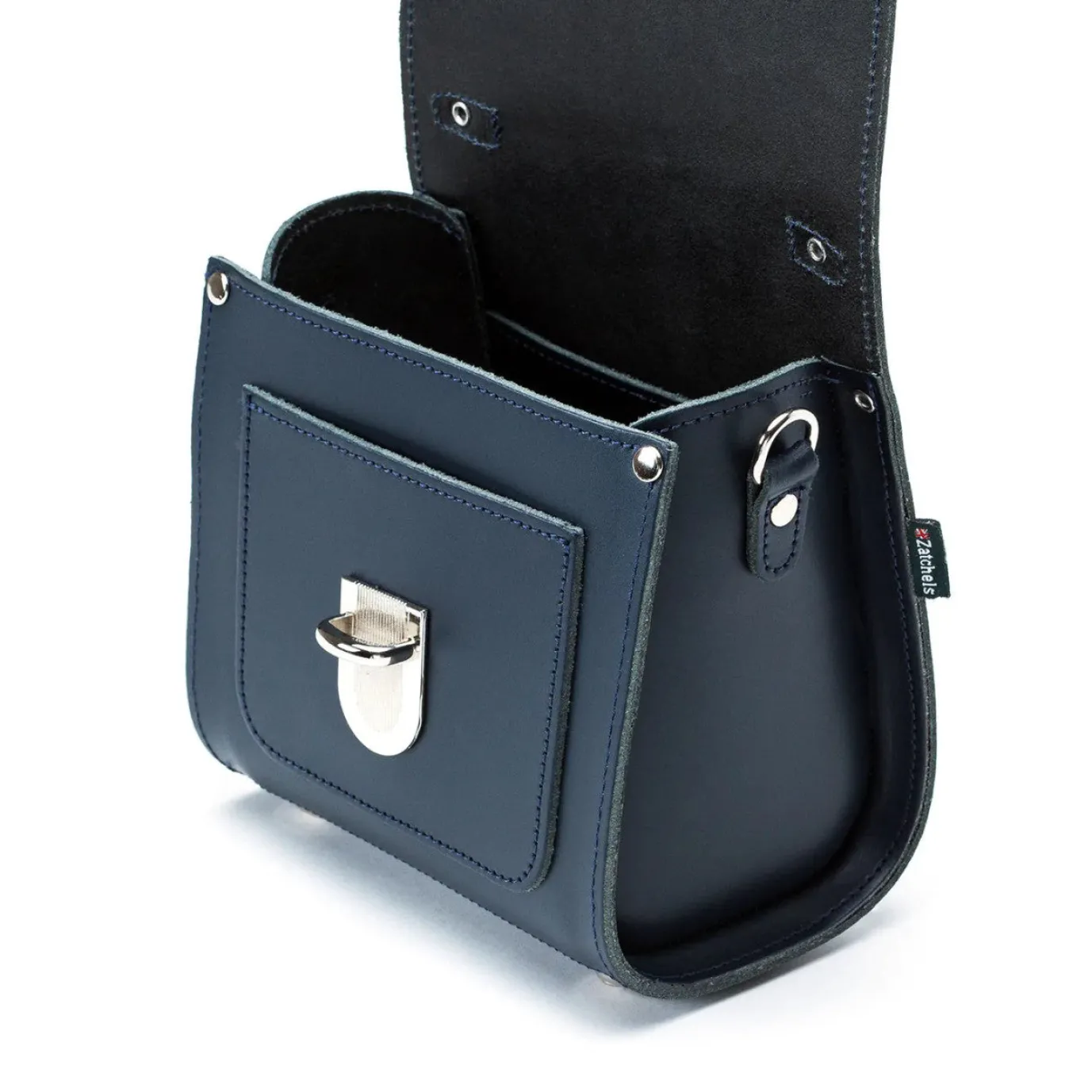 Zatchels Handmade Leather Sugarcube Navy Small Handbag
