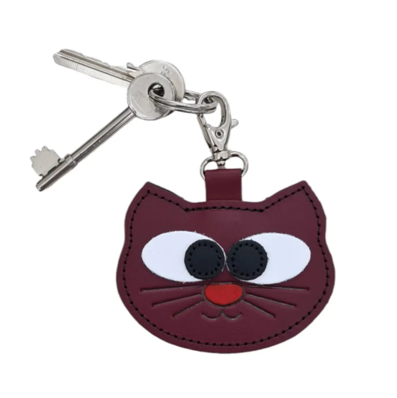 Zatchels Oxblood Colorful Cat Leather Bag Charm